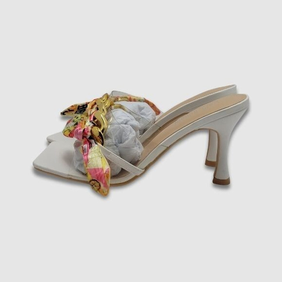 Cape Robbin Concur Heel Transparent PVC Scarf Accent Square Toe Slide White Sz 8 - Picture 5 of 13